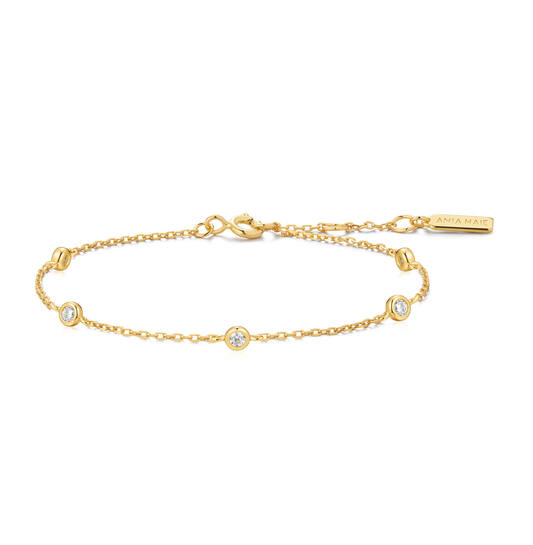  Starlit Drops - Gliederarmbänder - Silber / 14kt GP - Zirkonia - 18,5cm